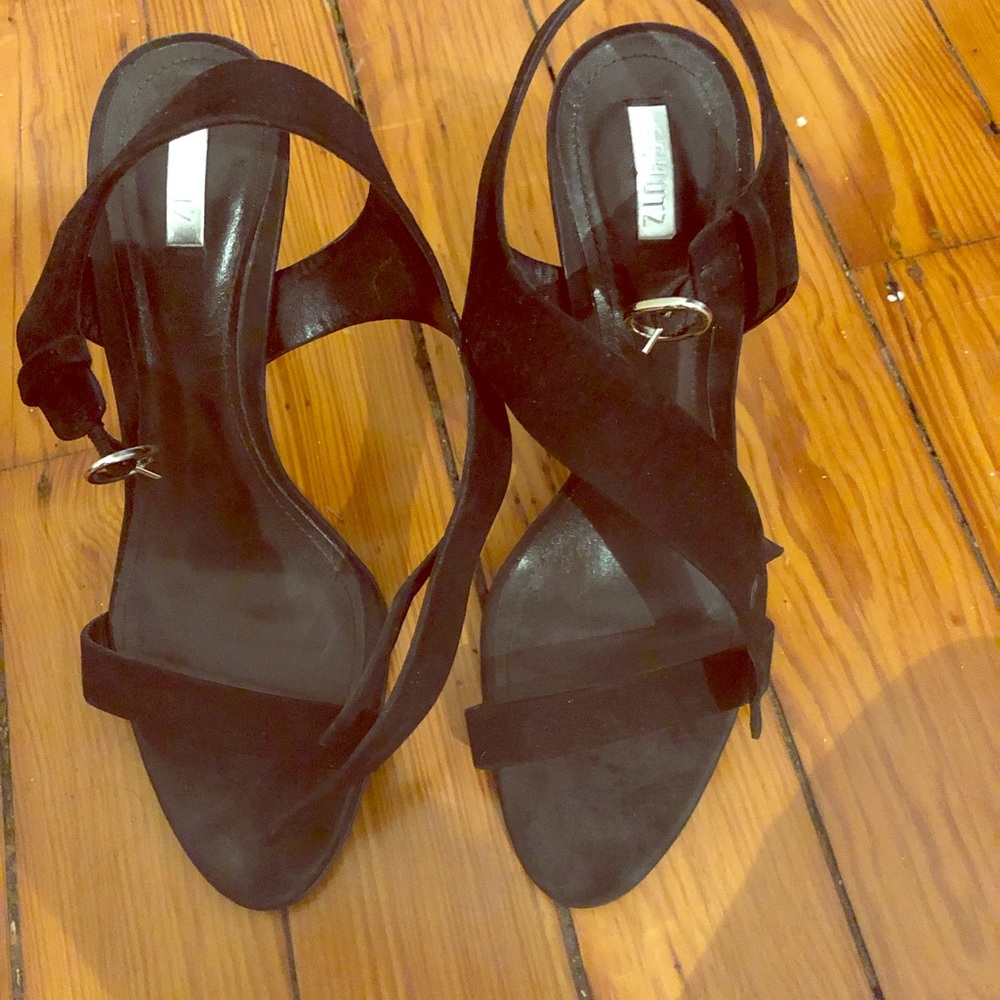 Schutz strappy suede black heels 8.5